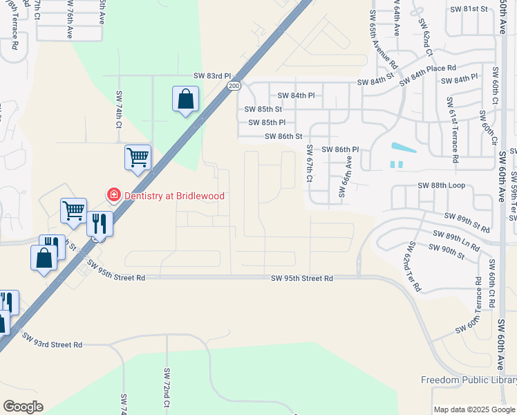 map of restaurants, bars, coffee shops, grocery stores, and more near 8989 Southwest 70th Avenue in Ocala