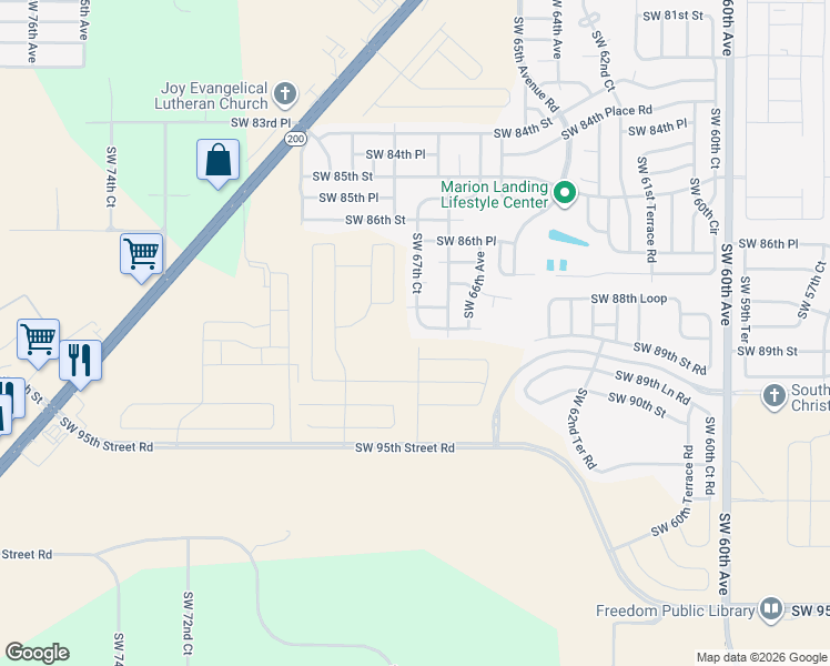 map of restaurants, bars, coffee shops, grocery stores, and more near 6716 Southwest 88th Place in Ocala