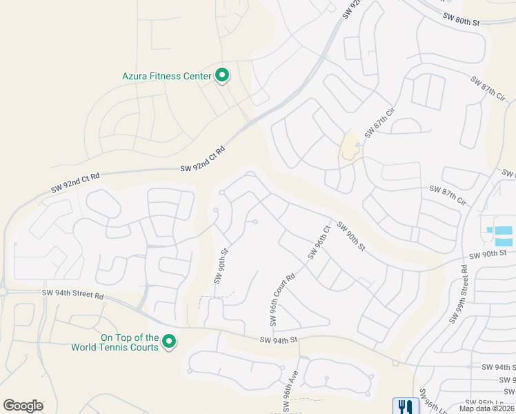 map of restaurants, bars, coffee shops, grocery stores, and more near 9730 Southwest 90th Street in Ocala