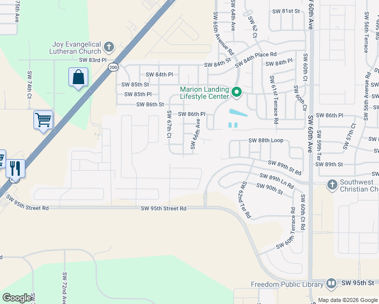 map of restaurants, bars, coffee shops, grocery stores, and more near 6590 Southwest 88th Place in Ocala
