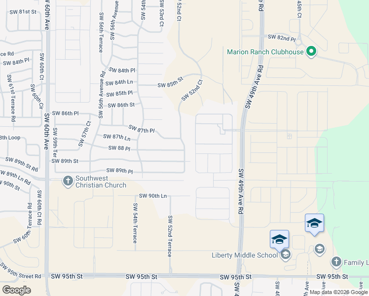map of restaurants, bars, coffee shops, grocery stores, and more near 9668 Southwest 52nd Court in Ocala