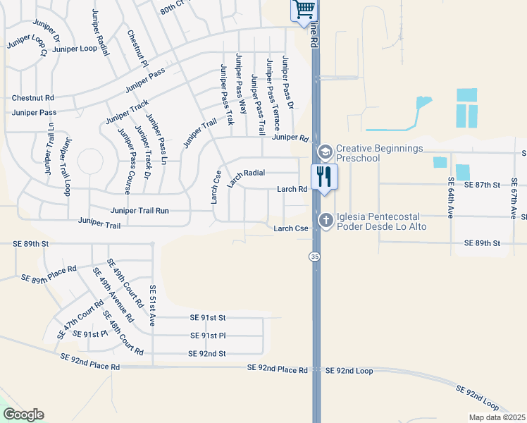 map of restaurants, bars, coffee shops, grocery stores, and more near 8 Larch Course Trce in Ocala