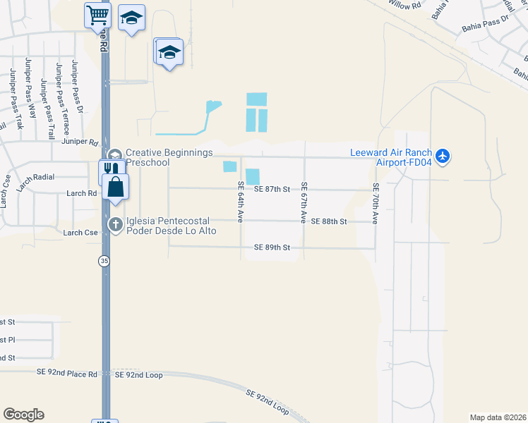 map of restaurants, bars, coffee shops, grocery stores, and more near 6542 Southeast 87th Street in Ocala