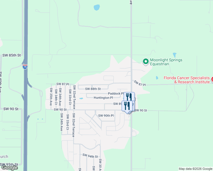 map of restaurants, bars, coffee shops, grocery stores, and more near 8689 Southwest 28th Circle in Ocala