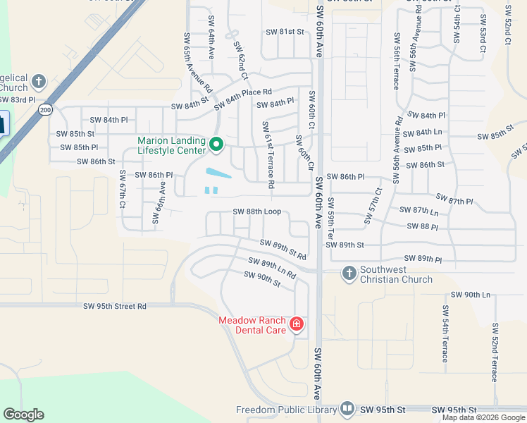 map of restaurants, bars, coffee shops, grocery stores, and more near Southwest 88th Loop in Liberty Triangle