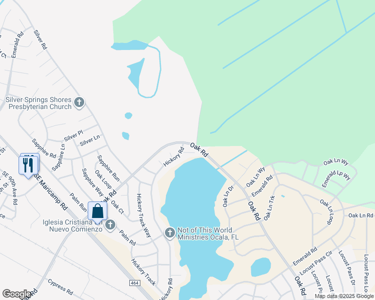 map of restaurants, bars, coffee shops, grocery stores, and more near 1 Hickory Track Trce in Ocala