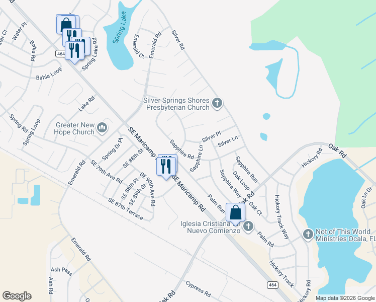 map of restaurants, bars, coffee shops, grocery stores, and more near 506 Clear Road in Ocala