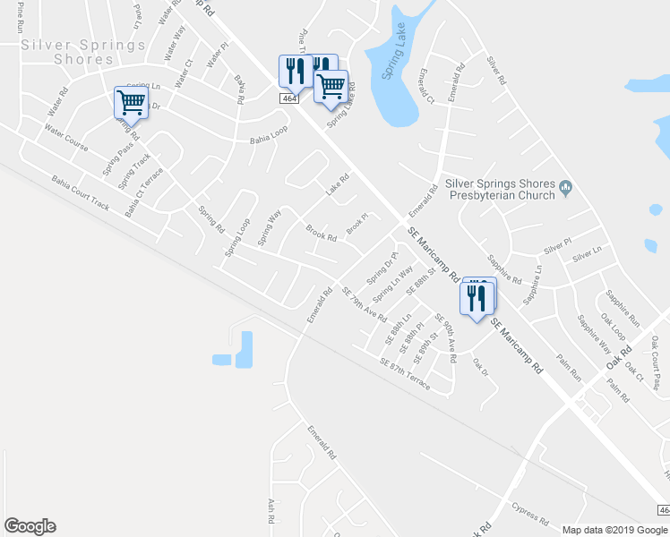 map of restaurants, bars, coffee shops, grocery stores, and more near 8 Brook Lane in Ocala