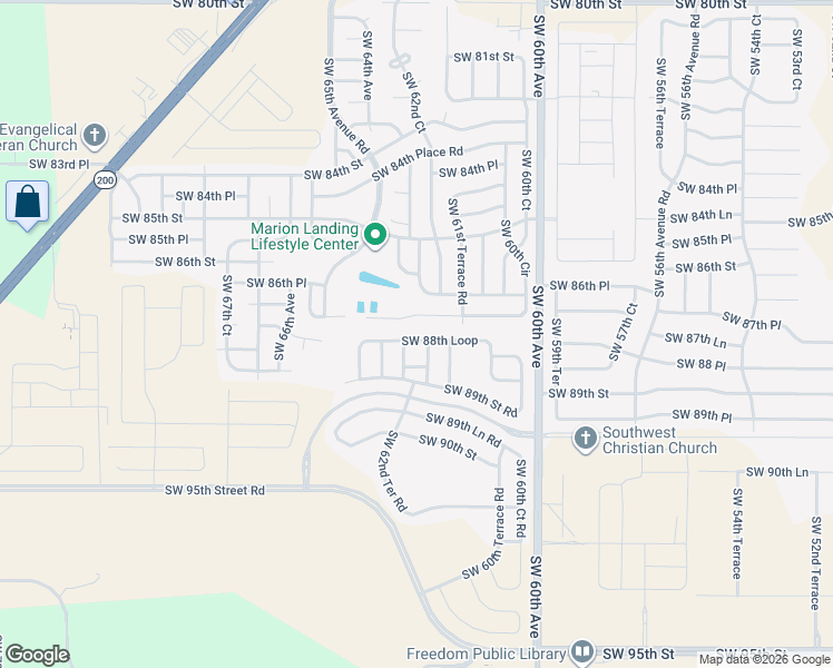 map of restaurants, bars, coffee shops, grocery stores, and more near Southwest 88th Loop in Ocala