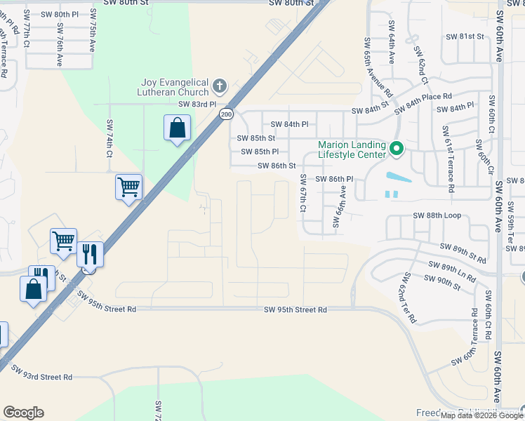 map of restaurants, bars, coffee shops, grocery stores, and more near 8985 Southwest 70th Avenue in Ocala