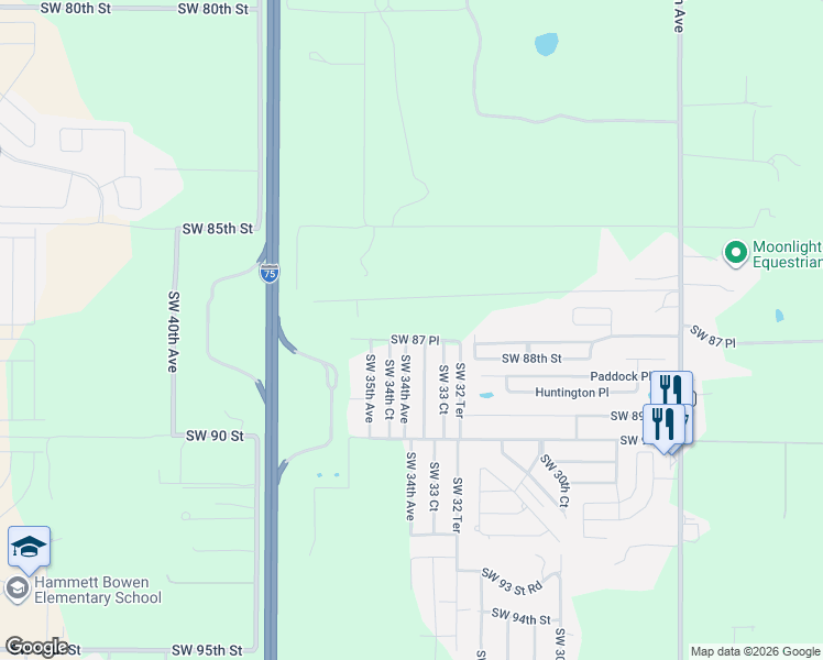 map of restaurants, bars, coffee shops, grocery stores, and more near 3371 Southwest 87th Place in Ocala