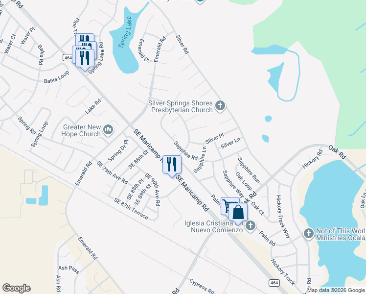 map of restaurants, bars, coffee shops, grocery stores, and more near 506 Clear Road in Ocala