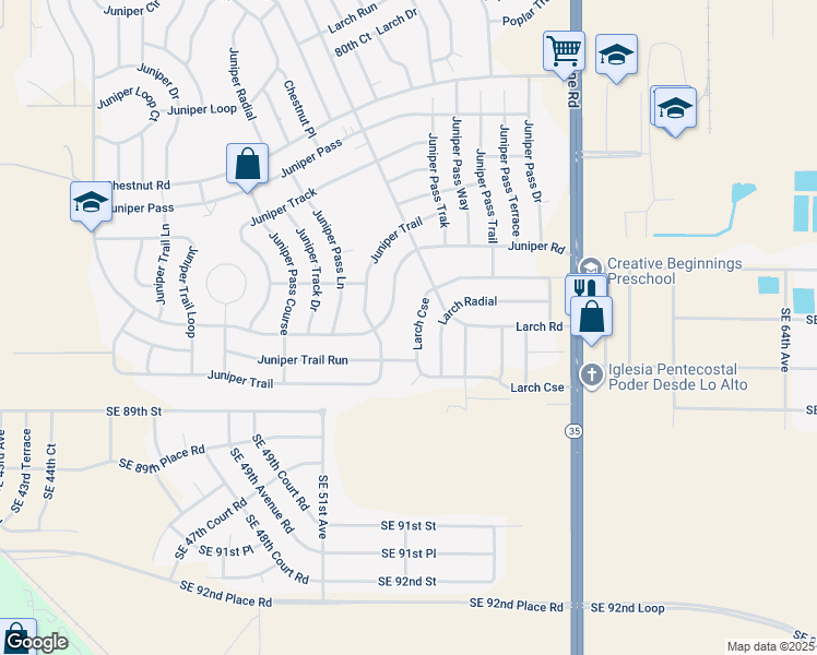 map of restaurants, bars, coffee shops, grocery stores, and more near 55 Larch Course in Ocala