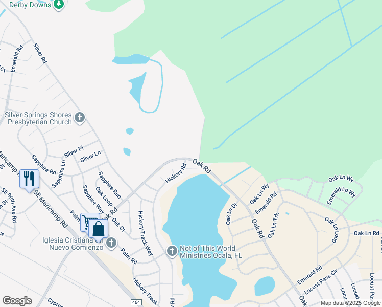 map of restaurants, bars, coffee shops, grocery stores, and more near 705 Oak Road in Ocala