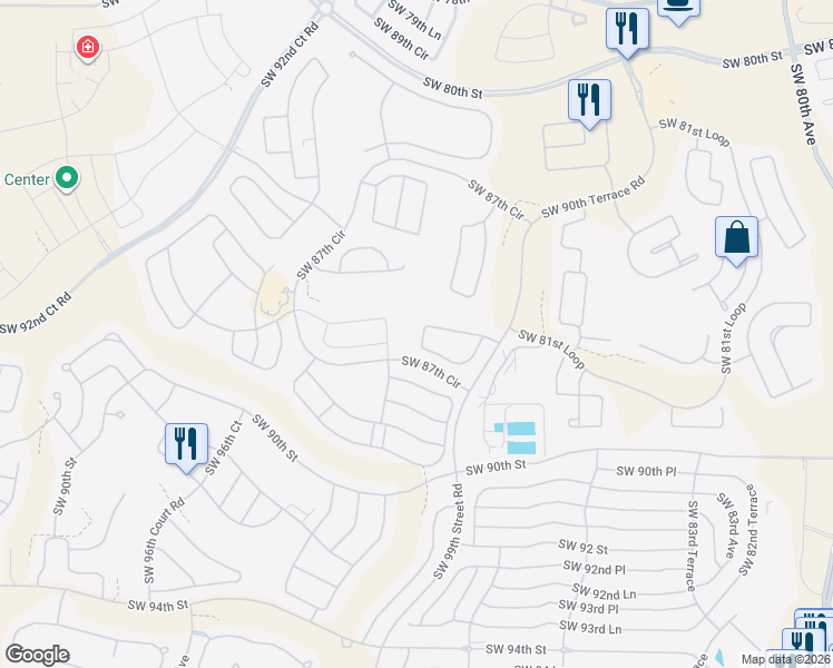 map of restaurants, bars, coffee shops, grocery stores, and more near 8961 Southwest 86th Loop in Ocala