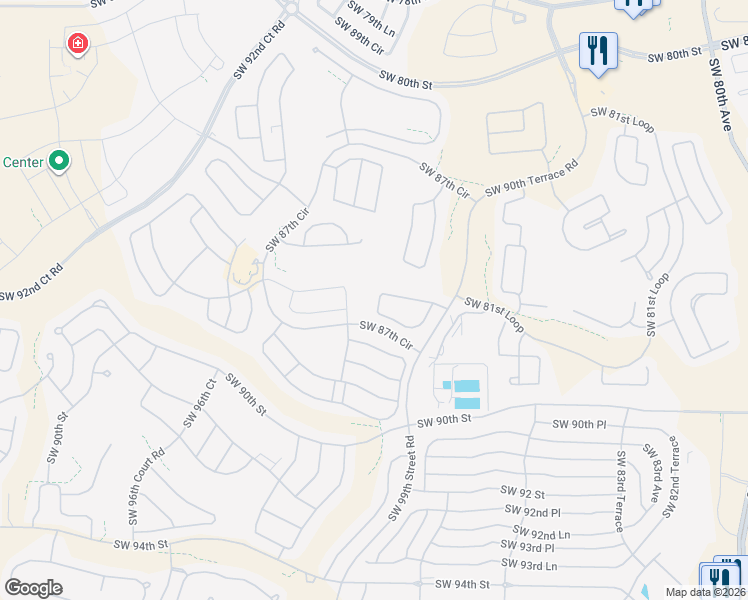 map of restaurants, bars, coffee shops, grocery stores, and more near 8961 Southwest 86th Loop in Ocala