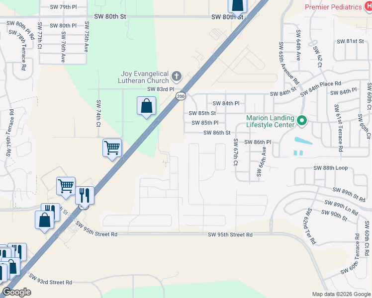 map of restaurants, bars, coffee shops, grocery stores, and more near 6947 Southwest 86th Street in Ocala