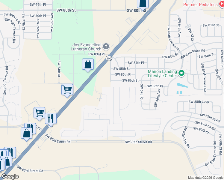 map of restaurants, bars, coffee shops, grocery stores, and more near 6947 Southwest 86th Street in Ocala