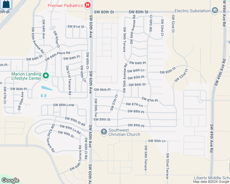 map of restaurants, bars, coffee shops, grocery stores, and more near 5774 Southwest 86th Place in Ocala