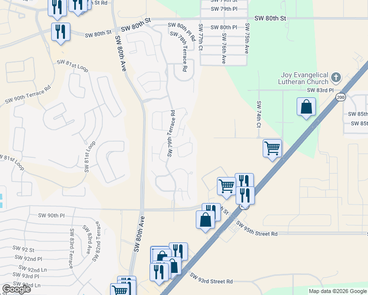 map of restaurants, bars, coffee shops, grocery stores, and more near 7890 South West 87th Loop in Ocala
