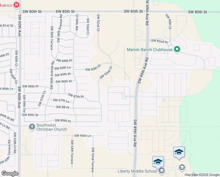 map of restaurants, bars, coffee shops, grocery stores, and more near 8641 Southwest 52nd Court in Ocala