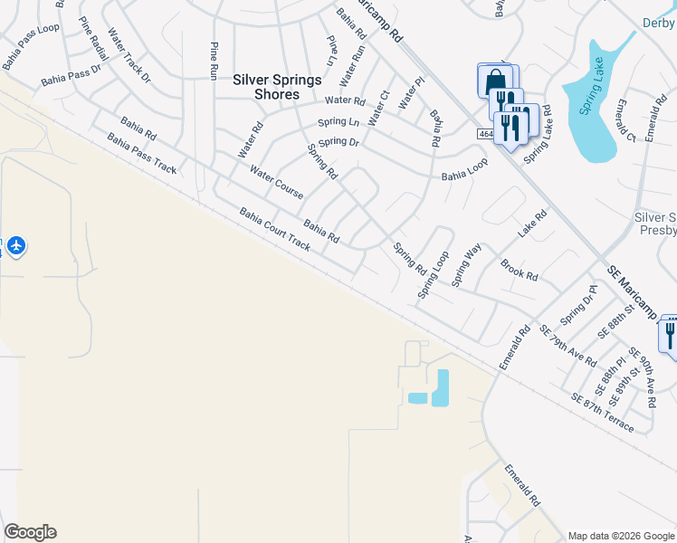 map of restaurants, bars, coffee shops, grocery stores, and more near 63 Bahia Court Track in Ocala