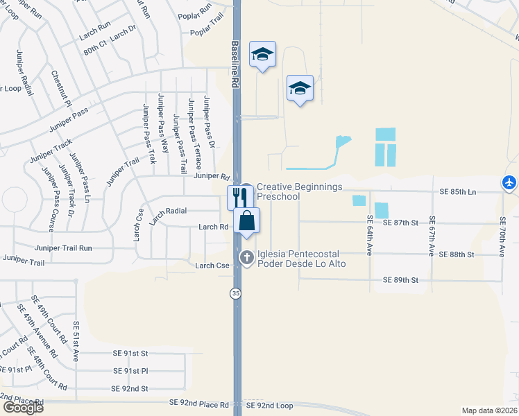 map of restaurants, bars, coffee shops, grocery stores, and more near 8660 Southeast 60th Avenue in Ocala
