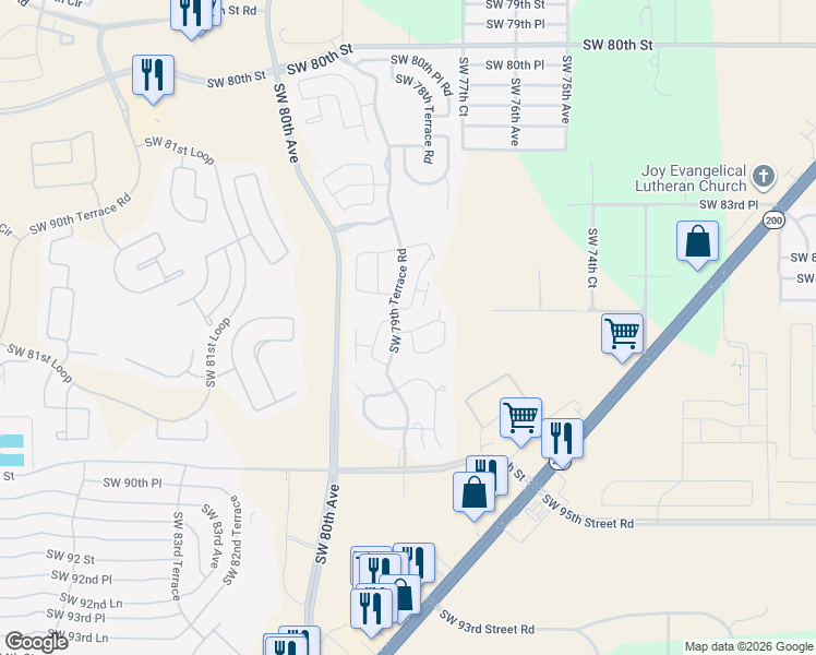 map of restaurants, bars, coffee shops, grocery stores, and more near 7890 South West 87th Loop in Ocala