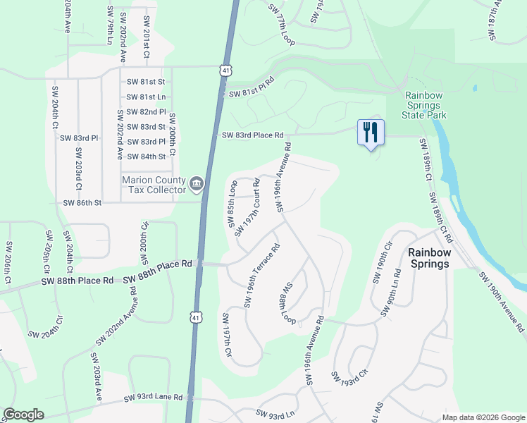 map of restaurants, bars, coffee shops, grocery stores, and more near 8625 Southwest 197th Court Road in Dunnellon