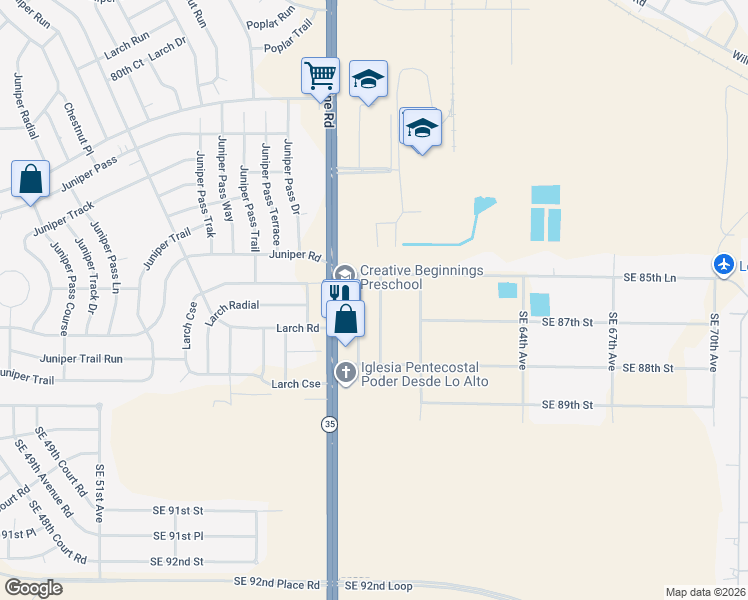 map of restaurants, bars, coffee shops, grocery stores, and more near 8660 Southeast 60th Avenue in Ocala