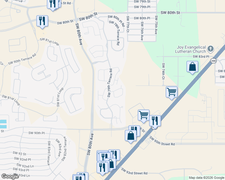 map of restaurants, bars, coffee shops, grocery stores, and more near 7890 South West 87th Loop in Ocala