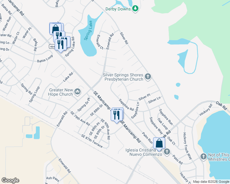 map of restaurants, bars, coffee shops, grocery stores, and more near 29 Sapphire Road in Ocala