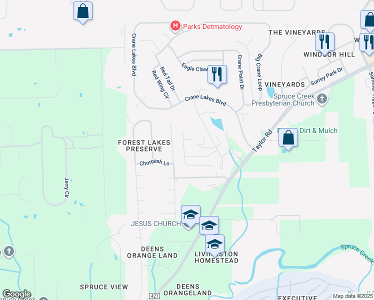 map of restaurants, bars, coffee shops, grocery stores, and more near 5646 Swan Lake Drive in Port Orange