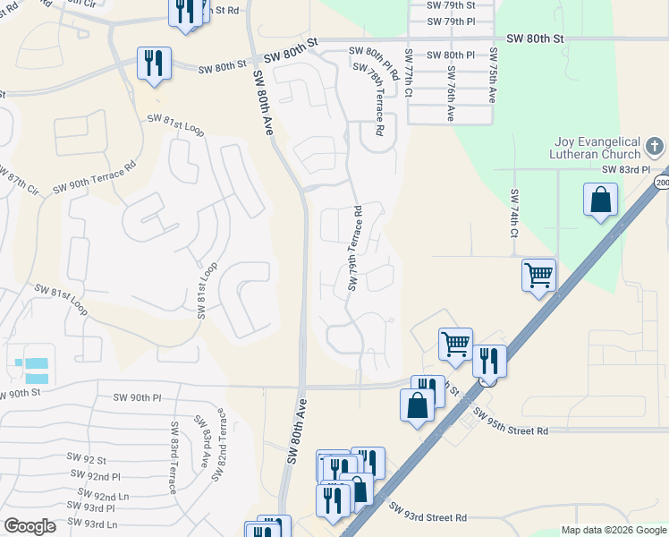 map of restaurants, bars, coffee shops, grocery stores, and more near 7915 South West 87th Loop in Ocala
