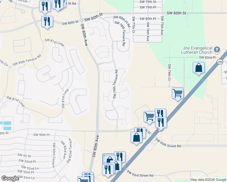 map of restaurants, bars, coffee shops, grocery stores, and more near 7890 South West 87th Loop in Ocala