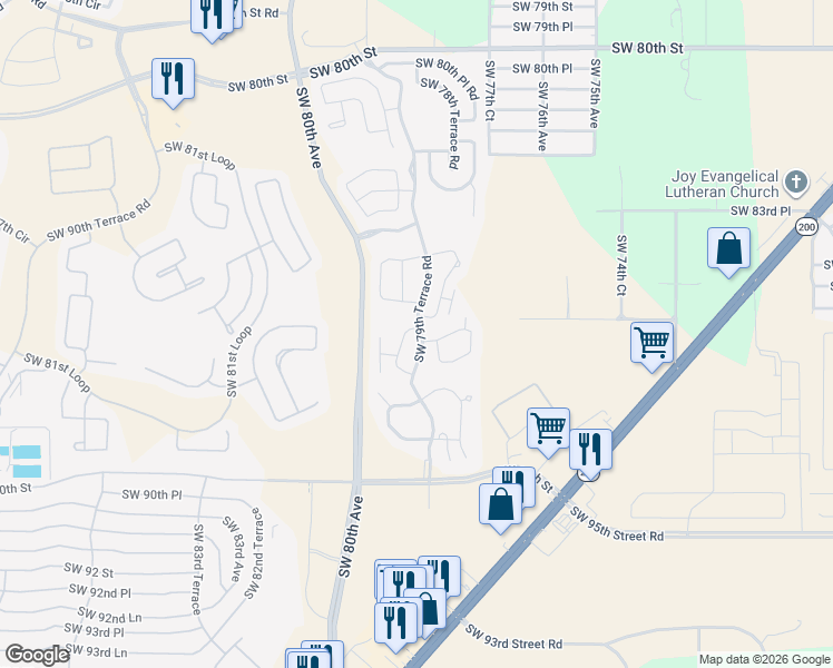 map of restaurants, bars, coffee shops, grocery stores, and more near 7915 South West 87th Loop in Ocala