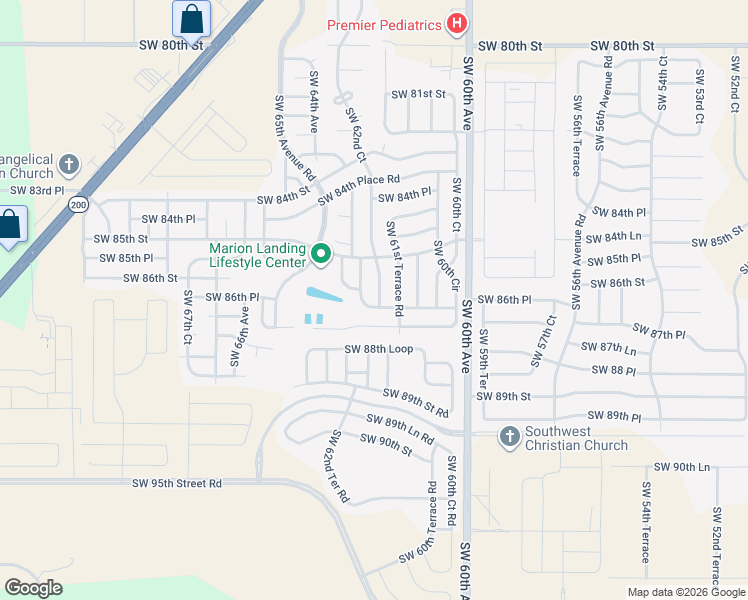 map of restaurants, bars, coffee shops, grocery stores, and more near 8678 Southwest 62nd Court in Ocala
