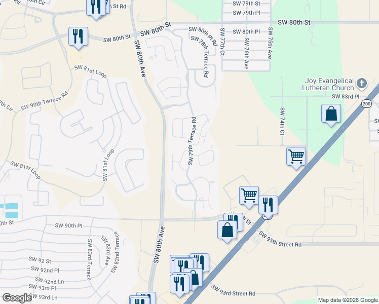 map of restaurants, bars, coffee shops, grocery stores, and more near 7915 South West 87th Loop in Ocala