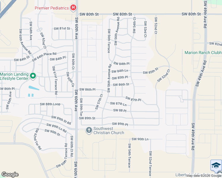 map of restaurants, bars, coffee shops, grocery stores, and more near 8649 Southwest 56th Avenue Road in Ocala