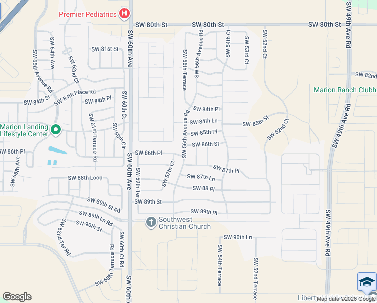 map of restaurants, bars, coffee shops, grocery stores, and more near 8649 Southwest 56th Avenue Road in Ocala