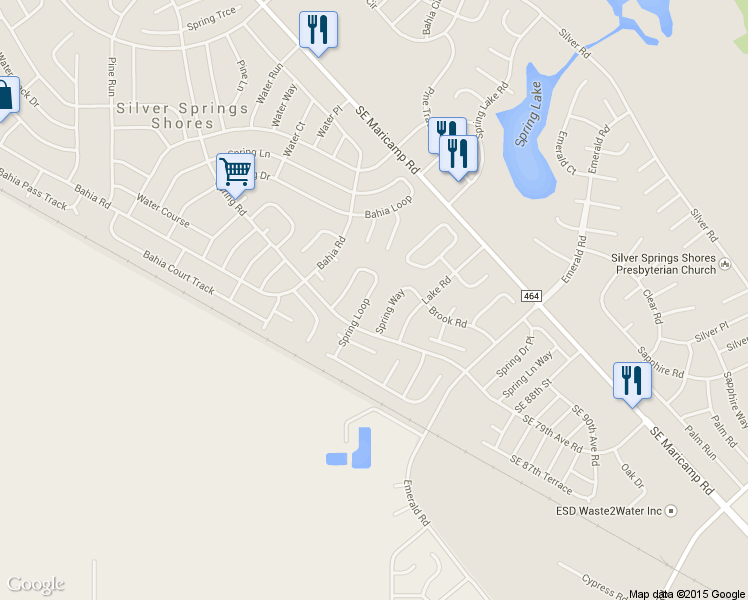map of restaurants, bars, coffee shops, grocery stores, and more near 37 Spring Loop in Ocala