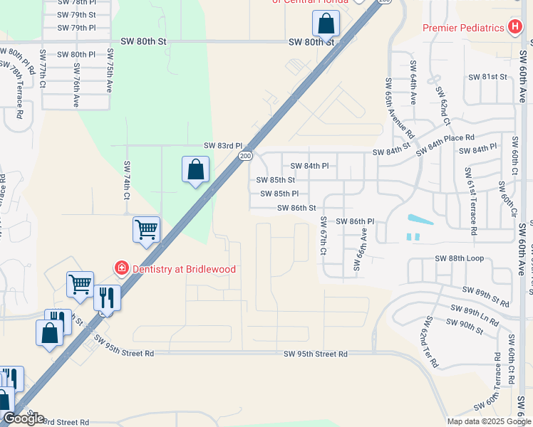map of restaurants, bars, coffee shops, grocery stores, and more near 8633 Southwest 70th Avenue in Ocala