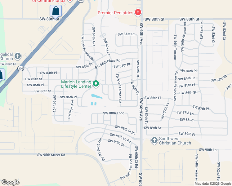 map of restaurants, bars, coffee shops, grocery stores, and more near 8678 Southwest 62nd Court in Ocala