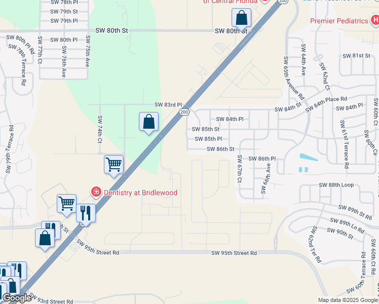 map of restaurants, bars, coffee shops, grocery stores, and more near 8633 Southwest 70th Avenue in Ocala