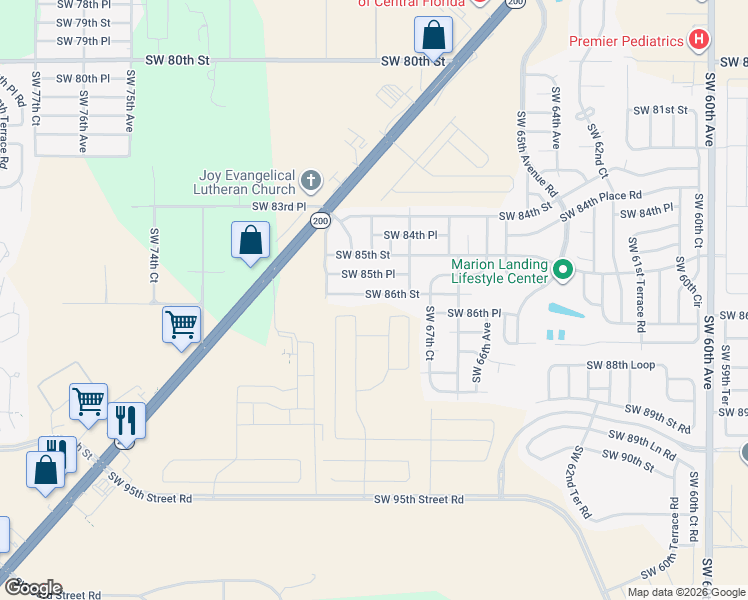 map of restaurants, bars, coffee shops, grocery stores, and more near 6902 Southwest 86th Street in Ocala