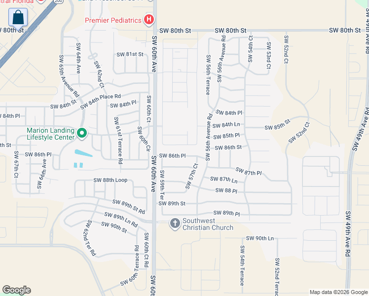map of restaurants, bars, coffee shops, grocery stores, and more near 5860 Southwest 86th Place in Ocala
