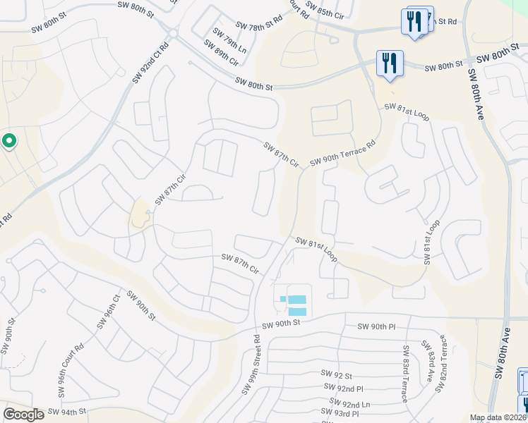 map of restaurants, bars, coffee shops, grocery stores, and more near 8916 Southwest 85th Loop in Ocala