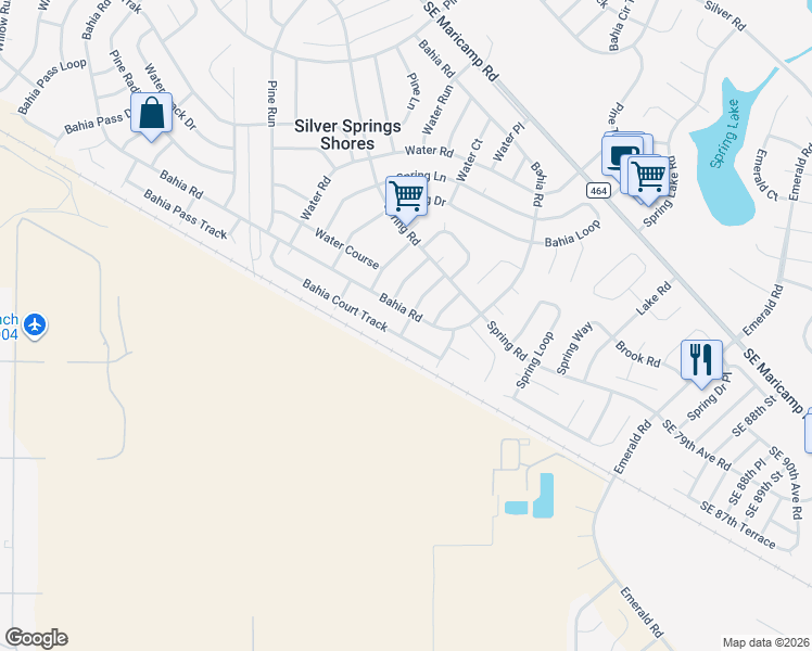 map of restaurants, bars, coffee shops, grocery stores, and more near 9521 Bahia Road in Ocala