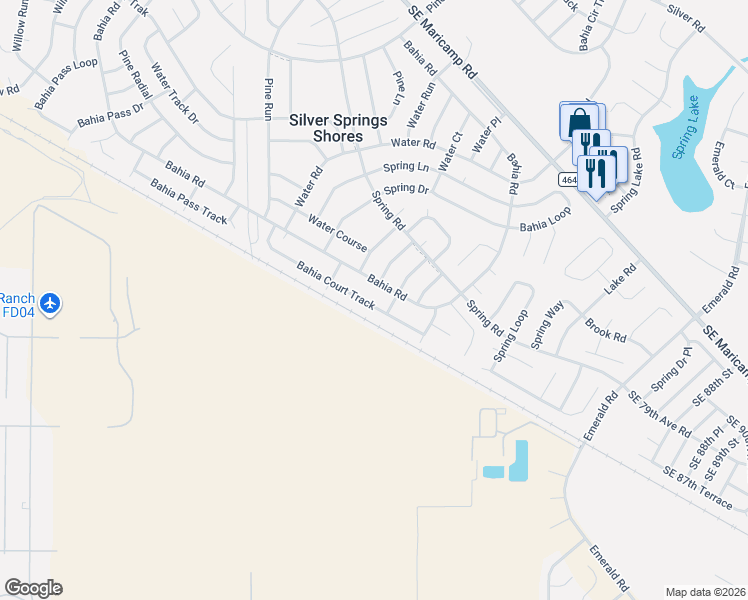 map of restaurants, bars, coffee shops, grocery stores, and more near 9521 Bahia Road in Ocala
