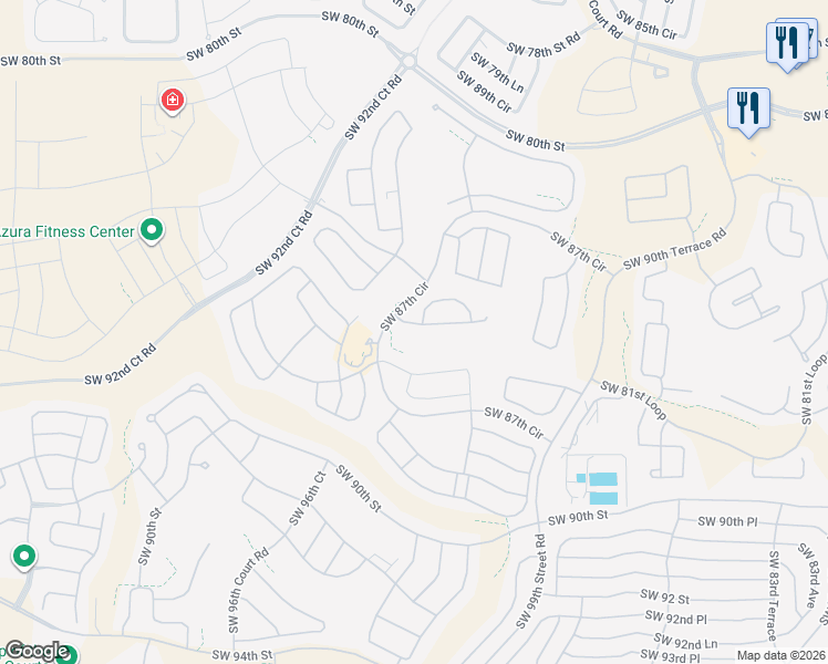 map of restaurants, bars, coffee shops, grocery stores, and more near 8575 Southwest 87th Circle in Ocala